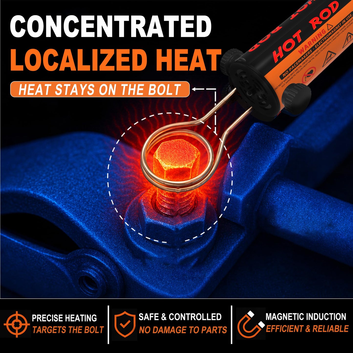 Solary Magnetic Induction Heater Bolt Removal, 1200W 110V Heat Induction Tool for Rusty Bolts & Frozen Nuts, Nut Buster Tool with 8 Coils & Case