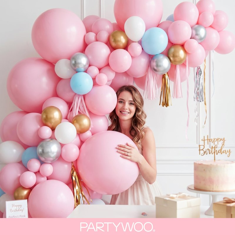 PartyWoo Baby Pink Balloons 155 pcs Different Sizes of 18 12 10 5 Inch Pastel Pale Light Pink Balloons Arch Kit Garland for Baby Shower Gender Reveal Birthday Princess Party Decorations Pink-Q05