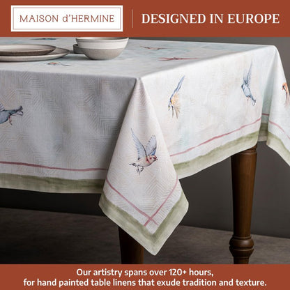Maison d' Hermine Table Cloth Rectangle Table 100% Cotton 54 x 72 Inches Tablecloth Reusable Decorative for Dining Kitchen Room Farmhouse Home Gifts for Mothers Day Spring Summer - Flying Birds