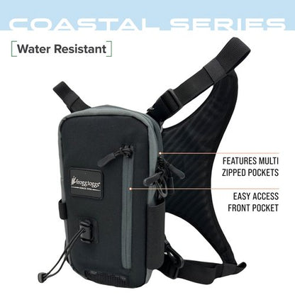 FROGG TOGGS Hightide Fishing Chest Pack, Easy Hands-Free tackle storage bag with built-in Rod Support