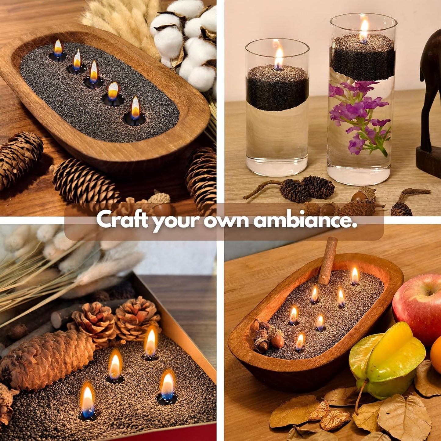 Pearled Candles Sand and 30 Wicks 18 Oz-Refillable Amber & Cedar Scented Pearled Candle Non Toxic Luxury Long Lasting 120 Hours-Scented Pearl Powder Wax Sand Candle Beads Kit for Candles Making Kit