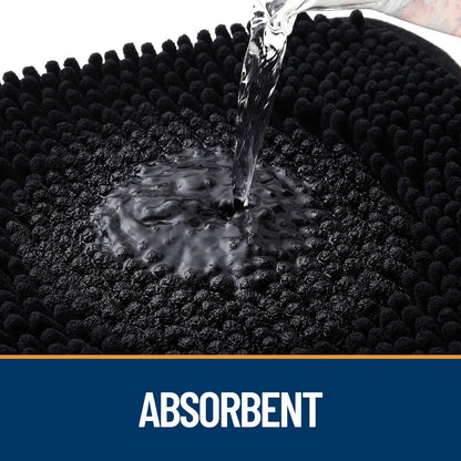 OLANLY Dog Door Mat - Absorbent Non-Slip Chenille Mat for Muddy Paws | 59x35 Inches, Quick Dry, Black