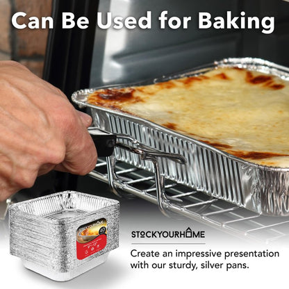Stock Your Home 9x13 Aluminum Pans (40 Pack) - Disposable and Recyclable Foil Trays - Half Size Steam Table Deep Pans - Tin Foils for Cooking, Heating, Storing, Prepping Food