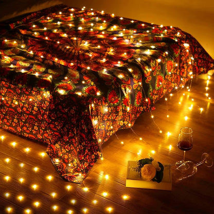 Tuanse 195 LED Curtain Tapestry Lights Backdrop String Lights, 6.5 x 5 Feet Hanging Fairy Curtain Light with 8 Lighting Modes and Remote for Bedroom Window Wall Indoor Outdoor Graduation Decor 1 Pack
