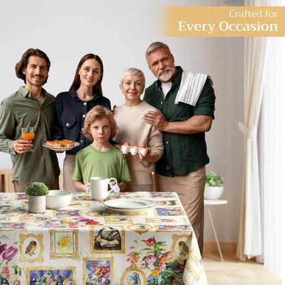 Maison d' Hermine Table Cloth Square Table 100% Cotton 60 x 60 Inches Tablecloth Reusable Decorative for Dining Kitchen Room Farmhouse Home Gifts for Mothers Day Spring Summer - Masterpiece