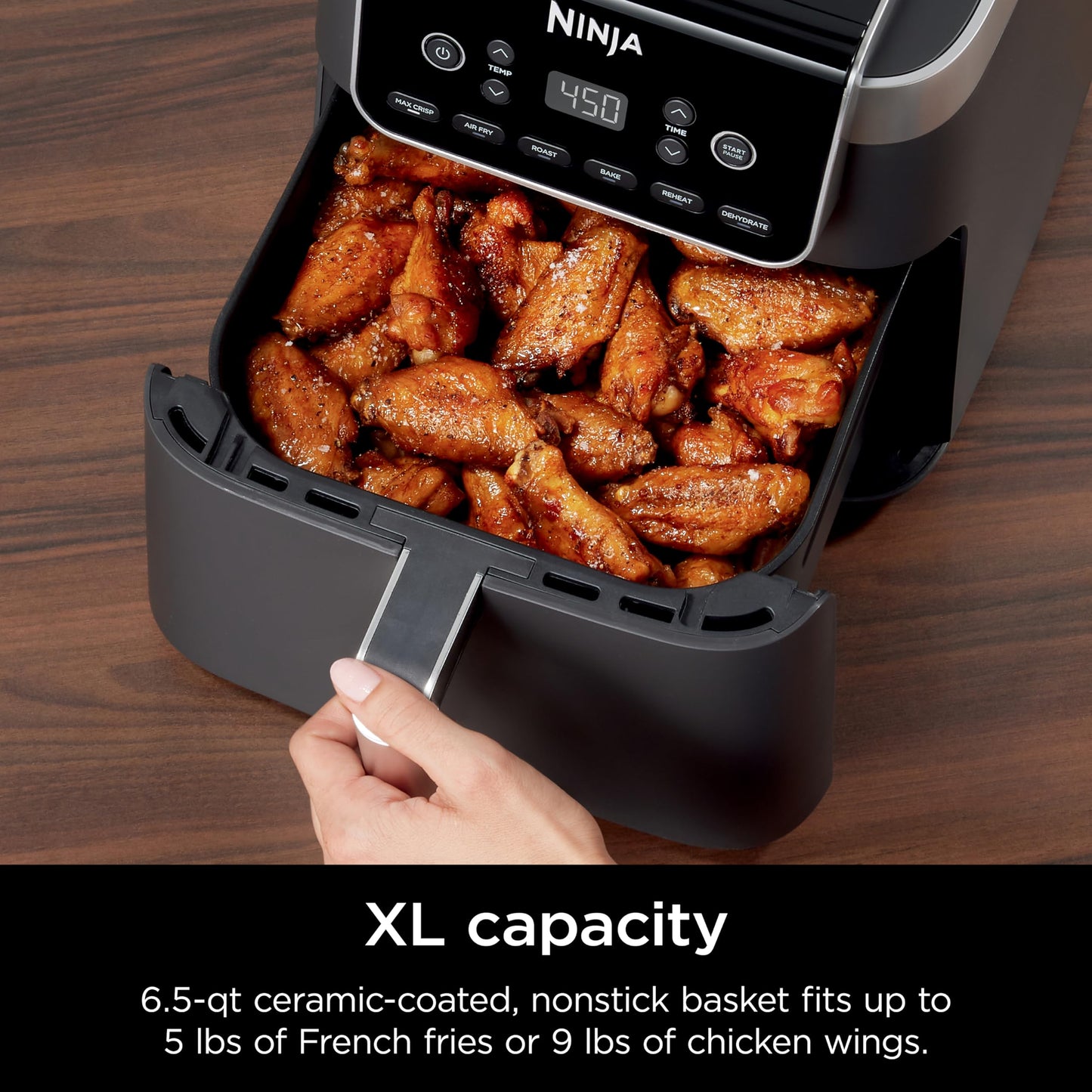 Ninja | Air Fryer | 4 QT Capacity | 4-in1 Roast, Crisp, Roast, Reheats, & Dehydrates | Dishwasher Safe Parts | Includes 20 Easy & Healthy Recipes | Compact | Grey | AF101