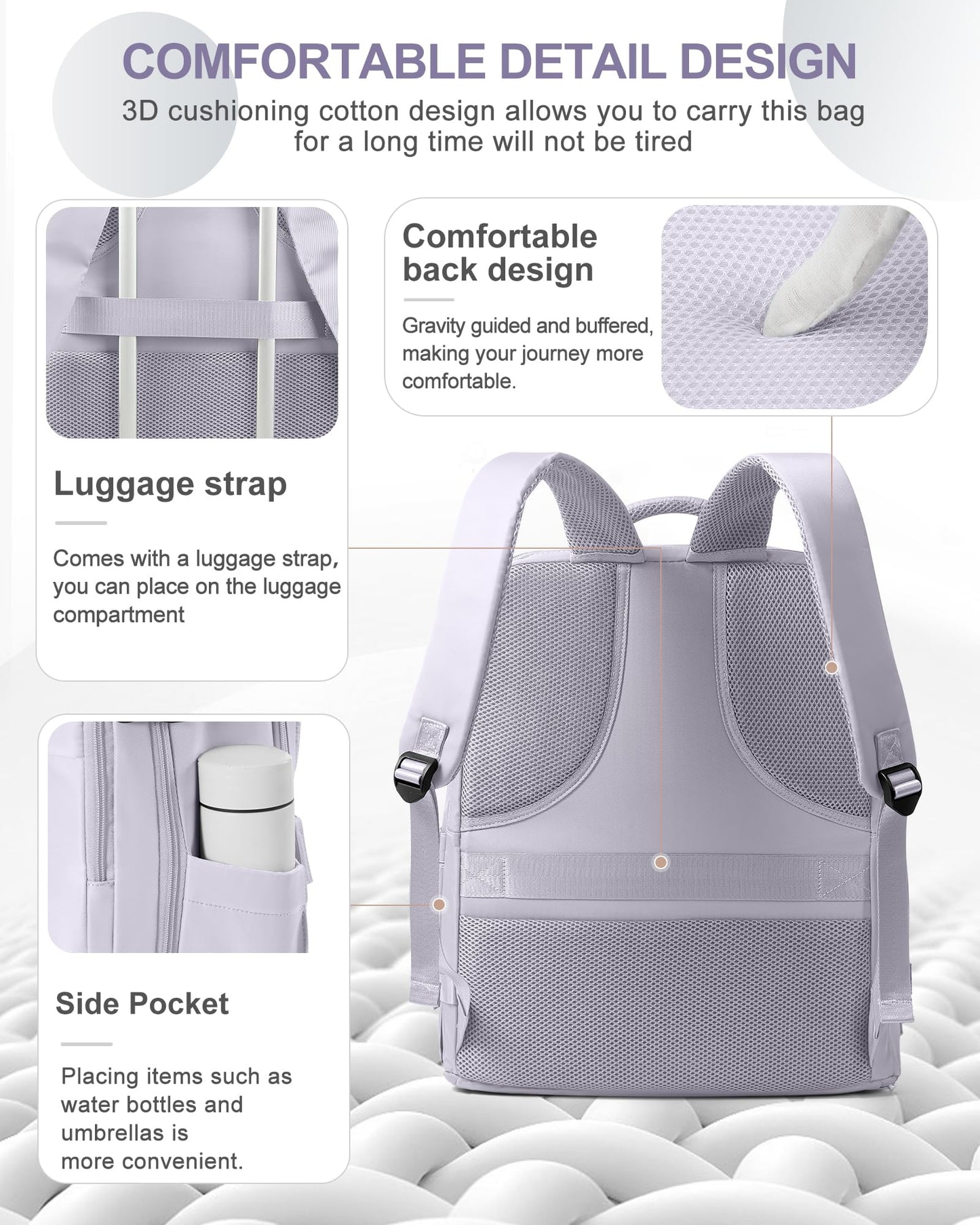 coowoz Travel Backpack Carry On for Women Man Gym Backpacks with Laptop Compartment Mochila de Viaje Teacher Personal Item Backpack Airplane Accessories Must Haves Grey Small