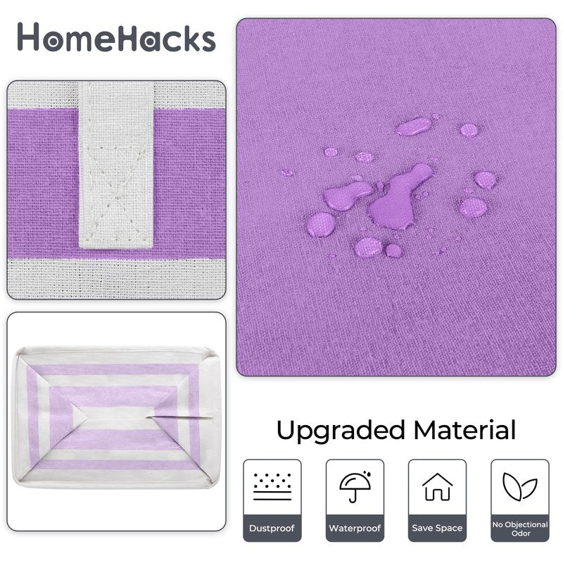 HomeHacks 2 Pack Large Laundry Baskets, Waterproof, Freestanding Laundry Hampers, Collapsible Clothes Hamper with Reinforced Handles in Laundry, College Dorm, Bathroom, Bedroom (Purple, 88Lx2)