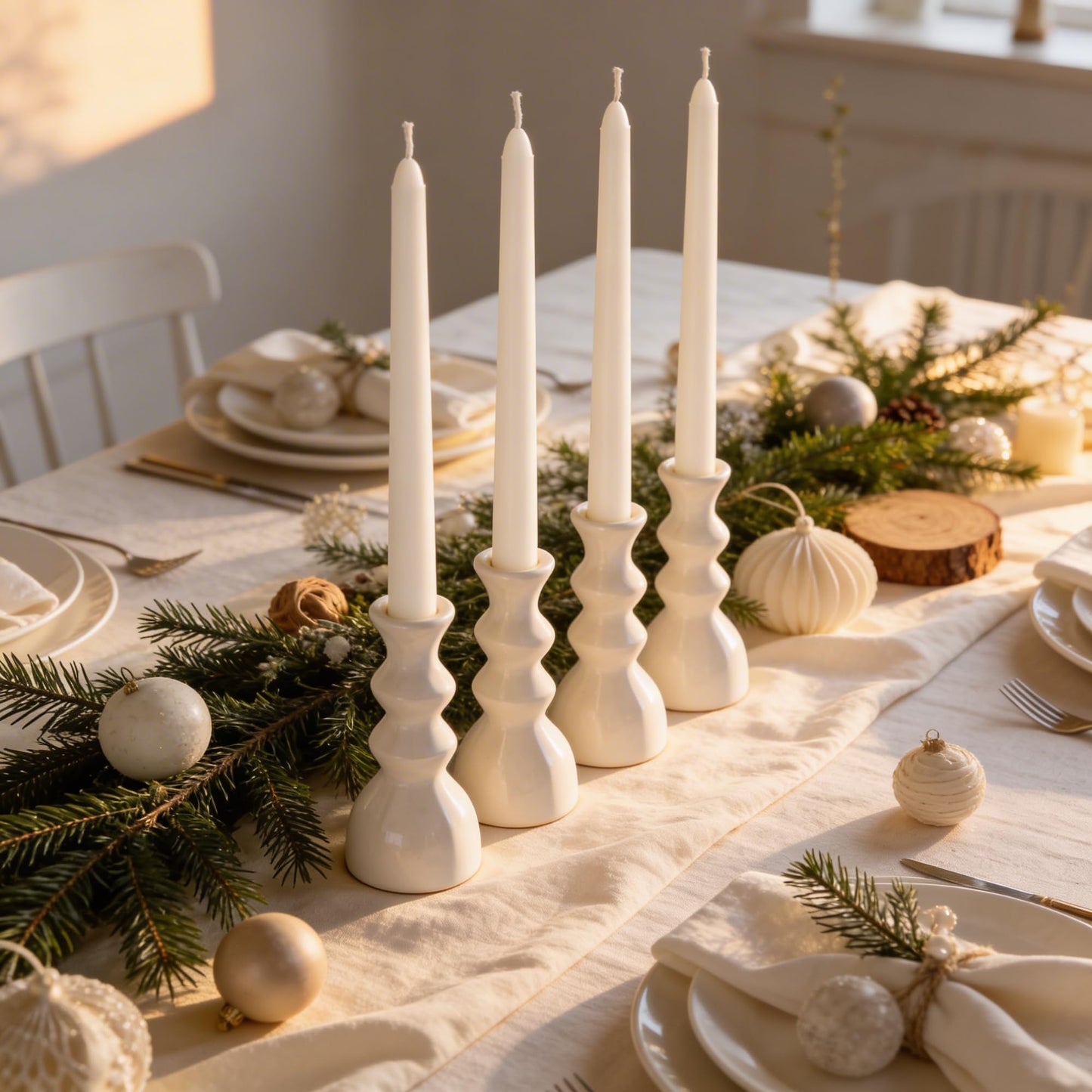 Viyffo Taper Candles, 10 Inch, 20 Pack, White – Unscented, Dripless & Smokeless Design, Up to 8-Hour Burn – Tall Candlesticks for Wedding, Dinner & Home Decor