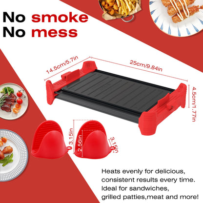 Microwave Sandwich Maker & Grill Cheese Maker with Silicone Oven Mitts, Fast Cooking, Non-Stick, Dishwasher Safe, Perfect for Paninis, Quesadillas, Ideal for College Students & Busy Professionals