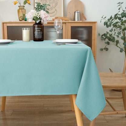 Biscaynebay Textured Fabric Tablecloths 60x84 Inch Rectangular, Natural Water Resistant Tablecloths for Dining, Kitchen, Wedding, Parties etc. Machine Washable