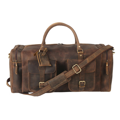 KomalC 24 inch Duffel Bag Travel Sports Overnight Weekend Leather Duffle Bag for Gym Sports Cabin Holdall bag