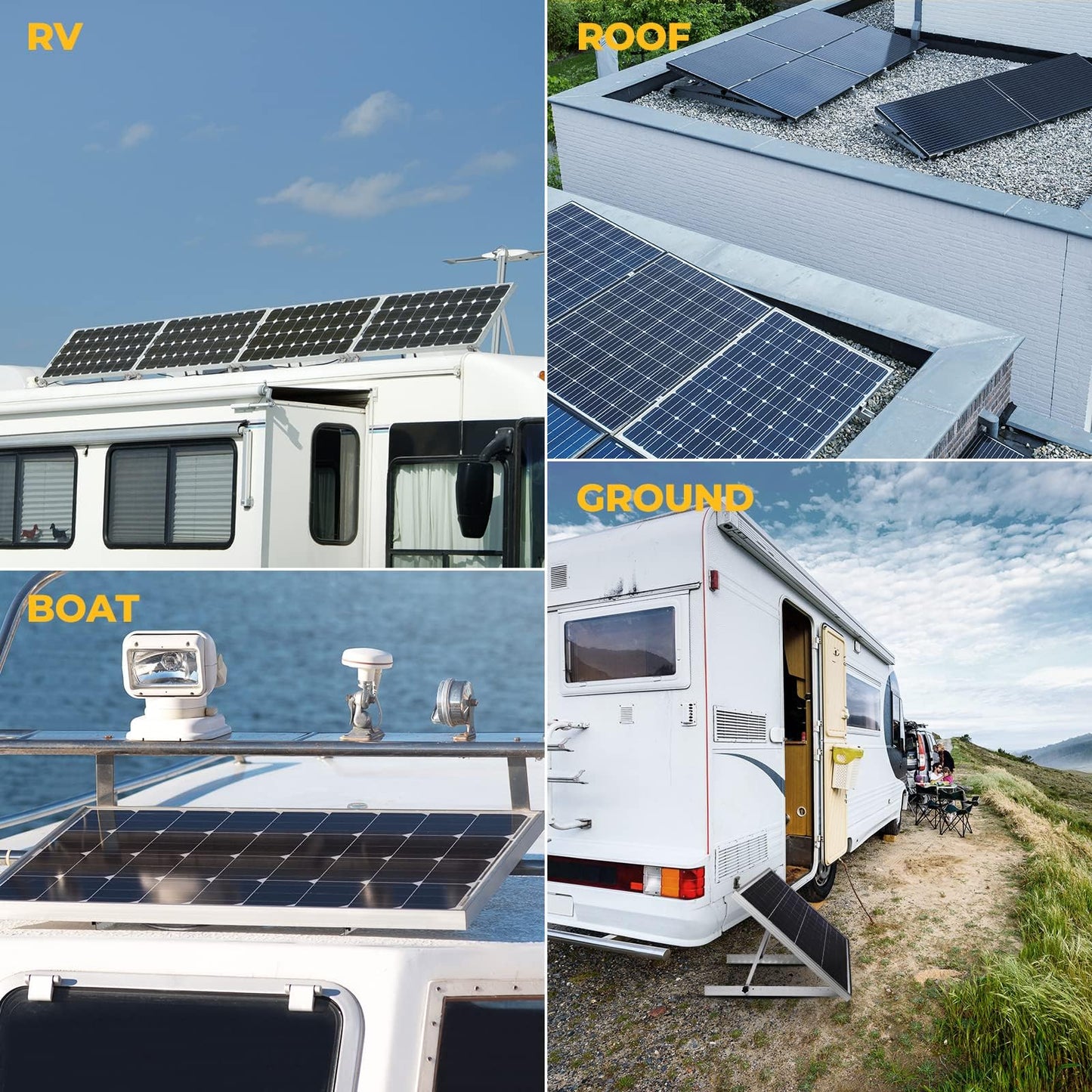 BougeRV 28in Adjustable Solar Panel Tilt Mount Brackets with Foldable Tilt Legs, Solar Panels Mounting Support up to 100 150 200 Watt Solar Panel for Roof, RV, Boat, and Off-Grid