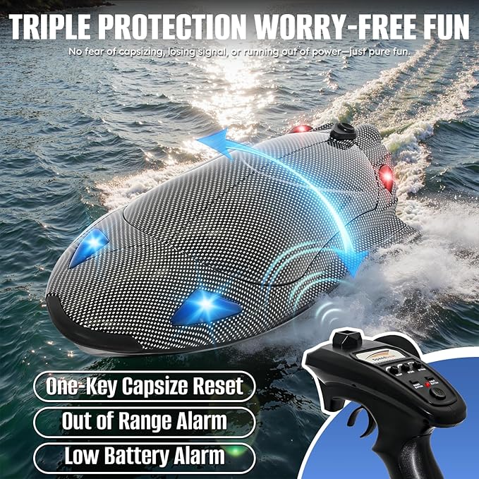 Rc Boat12 inch Big Remote Control Boats with LED Light40 KPH Fast RC Speed Boats with 2000mAh Battery Ideal Waterproof Toy Boats for Lakes &amp Pools &amp Salt Water Summer Toys for Adults