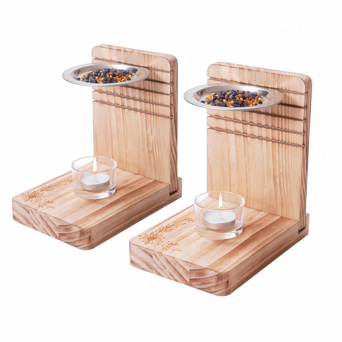 2PCS Incense Burner, Incense Holder – Tea Light Candle or Charcoal Resin Heated for Yoga Spa Aromatherapy Meditation, Bakhoor Burner Used for Burning Charcoal, Sambrani, Dhoop & Myrrh Resin (Brown)