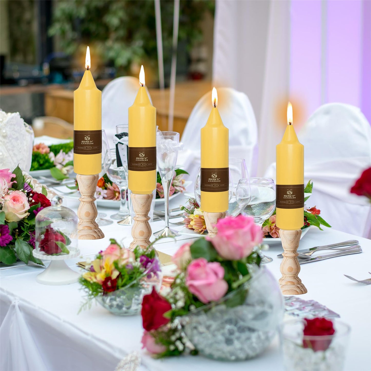 Summer Taper Candle Beeswax Candlesticks,Gedengni 4pcs Short Candle Stick 5 inch Tapered Candles Small Twisty Candlesticks for Home Décor Weddings Housewarming Dinner(7D4PC-Beeswax)