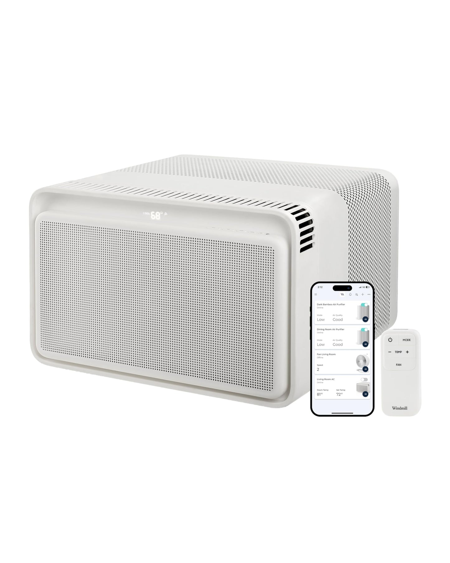 Windmill Window Air Conditioner - Quiet & Smart. Easy Install, Voice-Enabled, Remote & App Control AC Unit - 12,000 BTU Inverter w/WhisperTech