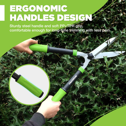 WORKPRO Hedge Shears, 23'' Manual Hedge Trimmers with Chrome Plated Steel Blade & Ergonomic Handle, Home Garden Pruner Hedge Clippers Perfect for Trimming Borders, Boxwood, and Tall Bushes