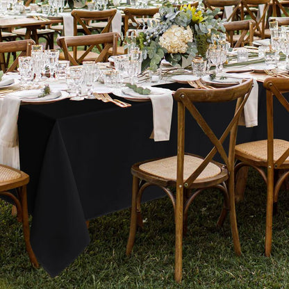 Fitable 8 Pack Table Cloth Rectangle Table: Stain and Wrinkle Resistant Tablecloth Rectangular, Washable Polyester Tablecloths for Wedding Party Dining Banquet Event Catering(Black, 70x120 Inch)
