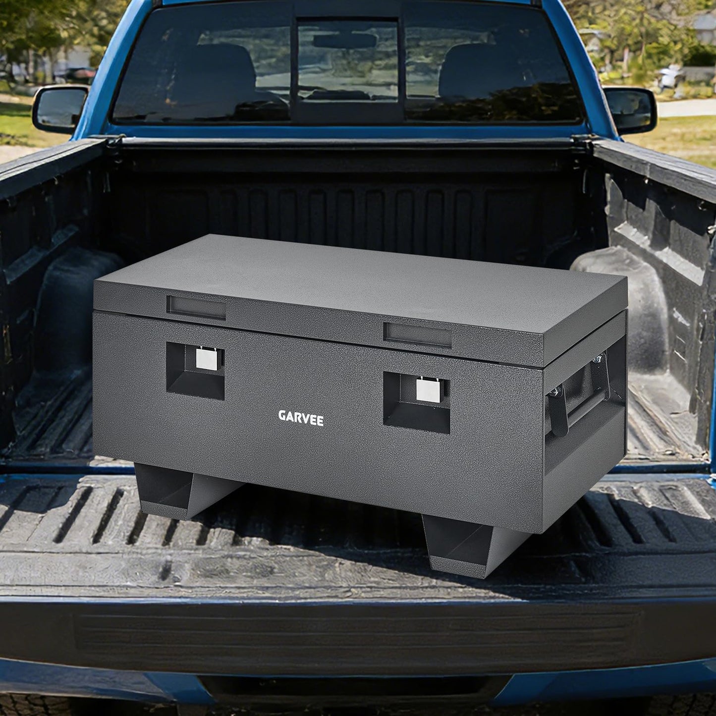 GOCAPTAIN Jobsite Box Truck Bed Tool Box, Heavy Duty Steel Waterproof Tool Organizer Chest Toolbox with Side Handles for Trucks RV Trailer