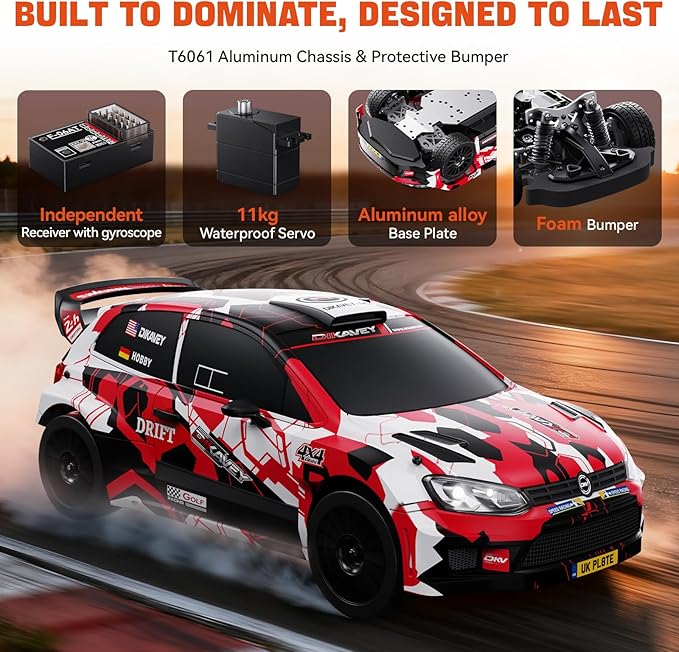 1:12 RC Rally Car Fast Max 50 MPHDrift Car with Gyro 4X4Brushless Fast RC Cars with 3S 2200 mAh Battery1/12 Remote Control Cars for Adults for 4WDfor Racetrack &amp Mud-Pink