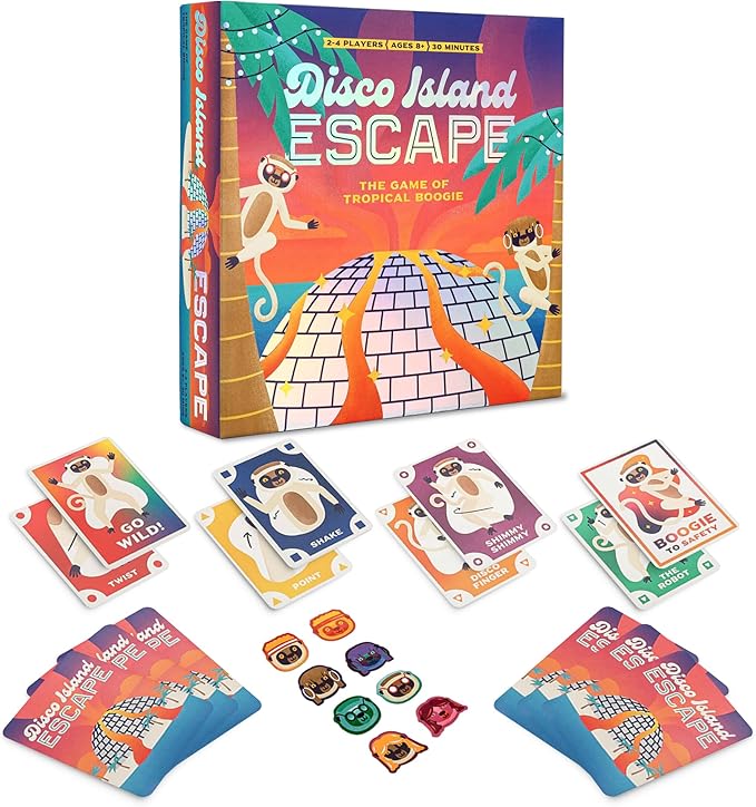 Disco Island Escape Board Game | Race Your Dancing Lemurs Across Lava Streams | Perfect Family Game | 2-4 Players Ages 8+