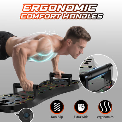 LALAHIGH Push Up Board,36 in 1 Home Gym Equipment with Ab Roller Wheel & Resistance Bands, Portable Foldable Workout Board for Full Body Strength Training Men Women