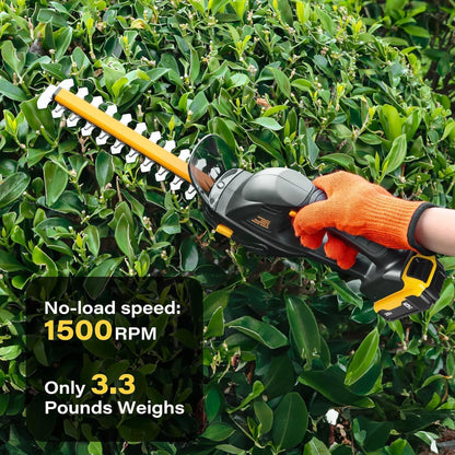 Cordless Hedge Trimmer (Tool Only), Compatible with DeWalt 20V MAX Battery, 2-in-1 Cordless Grass Shear 1500RPM, 3.3 lbs Handheld Shrub Clipper with Battery Protection, 8" & 4.7" Blades(Black)