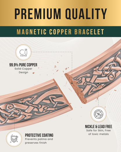 MagnetRX® Magnetic Copper Bracelets for Men – Effective 99.9% Pure Copper Bracelet for Men – Adjustable Copper Magnetic Bracelets (Viking)
