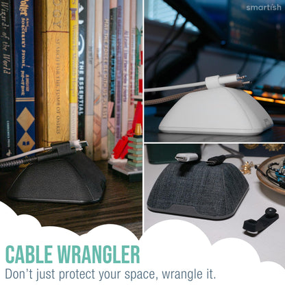 Smartish® Magnetic Cord Holder - Cable Wrangler Organizer with Magnet Clips for Charger Management on Desktop, Nightstand, or Side Table for All Cables, USB-C, Lightning Cables - Lightly Toasted Beige