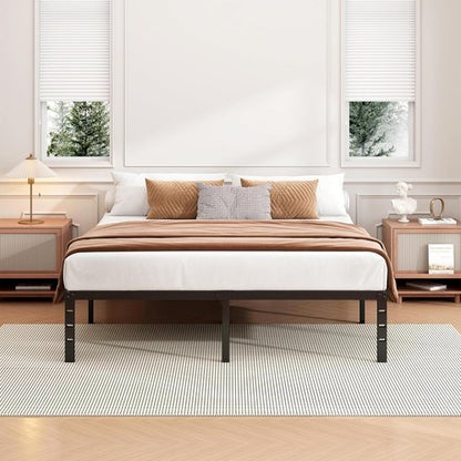 Hafenpo 18 Inch Full Bed Frame - Sturdy Metal Platform with Easy Assembly & Under Bed Storage | Black