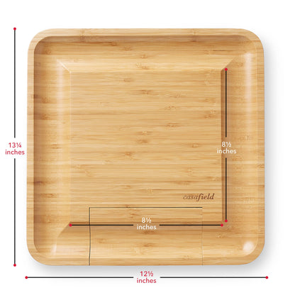 Casafield Bamboo Cheese Board and Knife Gift Set, Wooden Charcuterie Board Meat and Cheese Platter for Entertaining, Housewarming, Birthday, Wedding