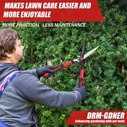 DRM-GDNER Garden Hedge Shear with Bypass Shear,Garden Hedge Trimmer with Shock Absorbing Cushion,Hedge Clipper for Trimming Border,Bush