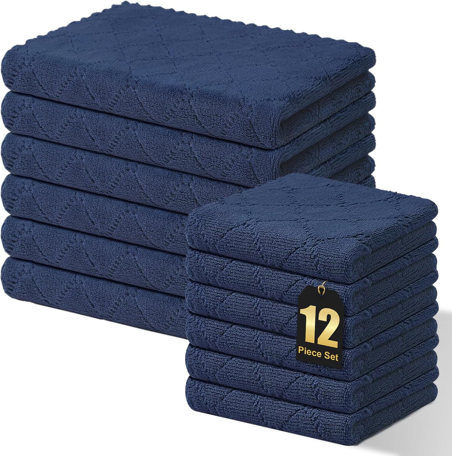 Homaxy 12 Pack Kitchen Dish Cloths (10 x 10 Inches, Grey), Super Soft and Absorbent Coral Velvet Dish Towels, Nonstick Oil Fast Drying Microfiber Cleaning Cloth, No Lint Household Dishcloths