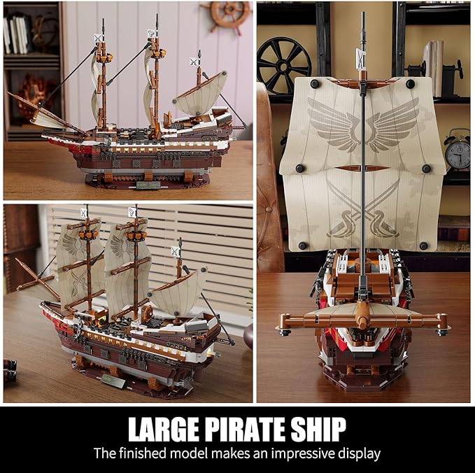 TYCOLE Pirate Ship Building Set with Lights - Mayflower Ship Model ToyGreat Home&ampOffice Decoration for Pirates FansIdea Choice for Adults and Boys Aged 8-14 as Birthday Christmas Gifts(2076PCS)