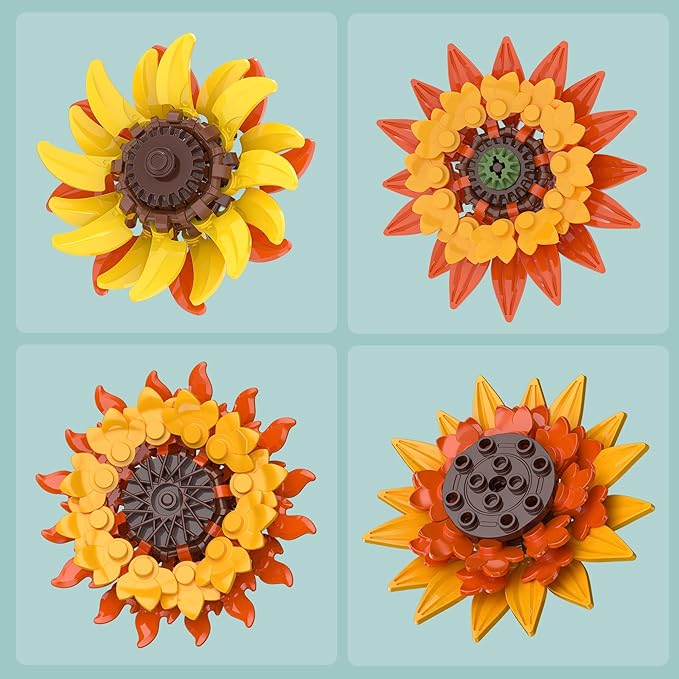 Sunflower Building Set - 3D Wall Art Frame with Wall-Hanging or Tabletop Modes Artificial Flower Botanical Collection Spring Floral Gifts for Girl Aged 14+ 1011PCS