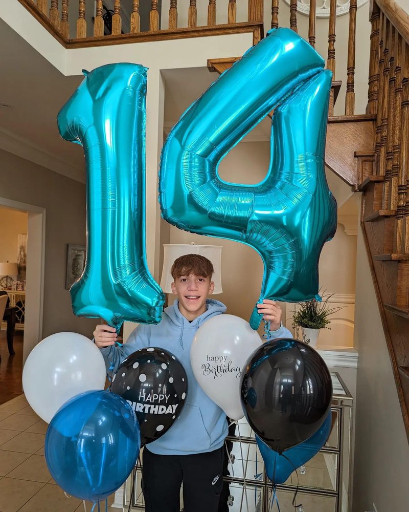 4 Balloon, Blue Number Balloons 40 Inch, 4th Blue Party Decorations, 4 Year Old Four Large Numbers for Party Decor, Number 4 Balloon