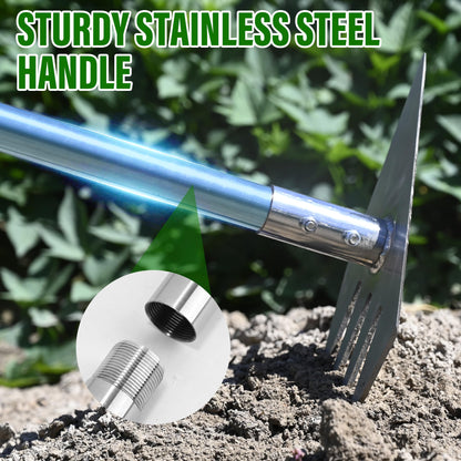 BARAYSTUS 4-in-1 Garden Hoe Tool and Weeder, 56 Inch Ergonomic Long Handle Cultivator with Sharp Stainless Steel Blade, Heavy Duty Garden Hand Tiller for Weeding, Digging, Loosening Soil,Removing Moss