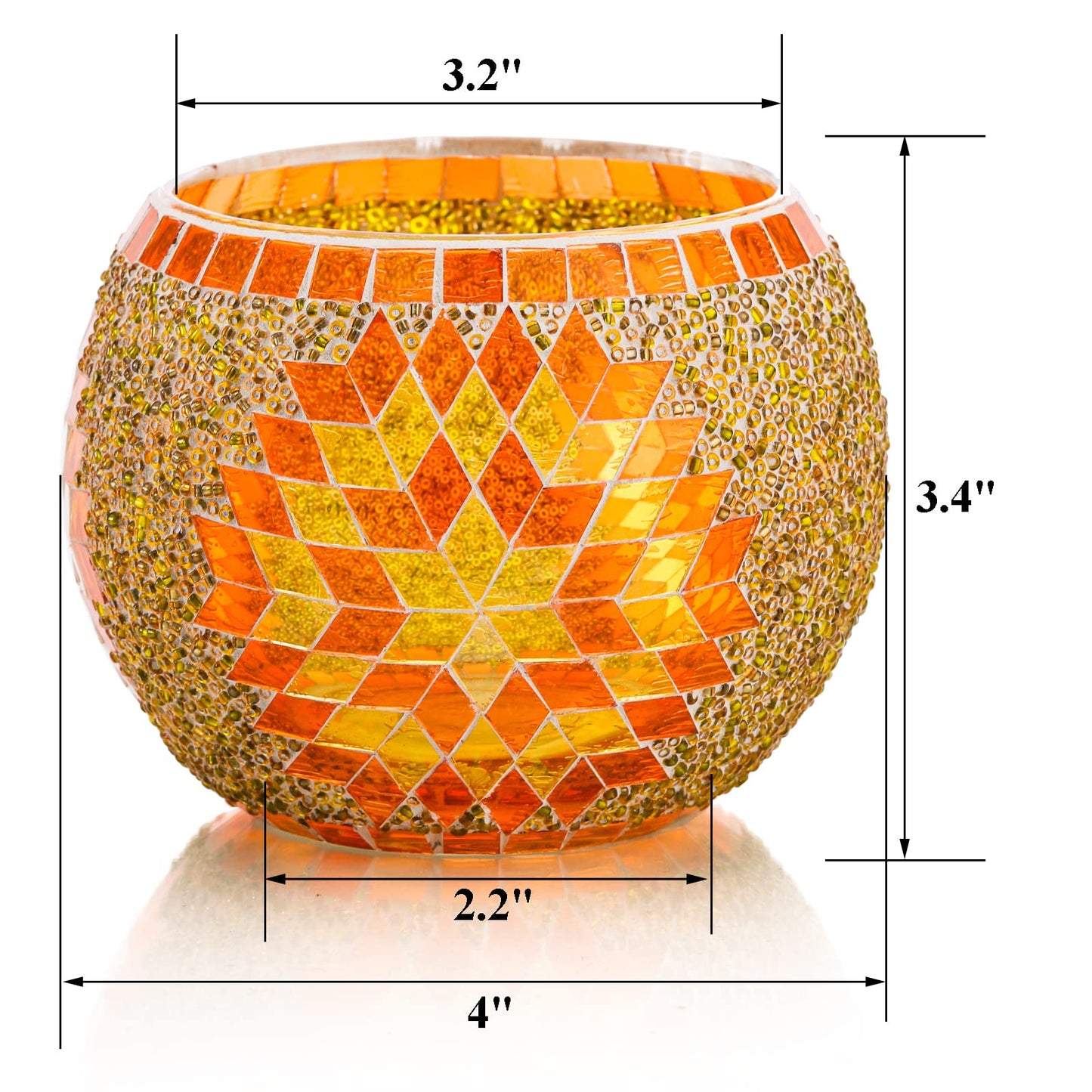 Okllen 4 Pack Glass Votive Candle Holders, Mosaic Tealight Bowls Round Decorative Candle Holder, Handmade Romantic LED Candle Lamps Holder for Home, Table, Party, Wedding Decor, 4 Styles