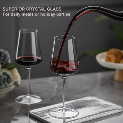 CnSneg Wine Glasses Set of 4, Premium Crystal Wine Glasses 13.5OZ for Red and White, Hand Blown Wine Glass, Unique Wedding Gift