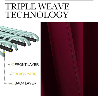 NICETOWN Blackout Curtains - Energy-Efficient Window Drapes for Bedroom & Living Room | Wine Red, 2 Panels, 42x63 Inches