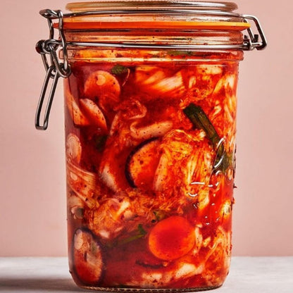 Le Parfait Super Terrine 1L (32oz) Zero Waste Eco-Friendly Glass Canning Jar, Airtight Rubber Seal & Wire Bail Lid, BPA-Free, Water Bath Safe for Food Storage & Preserving, Made in France