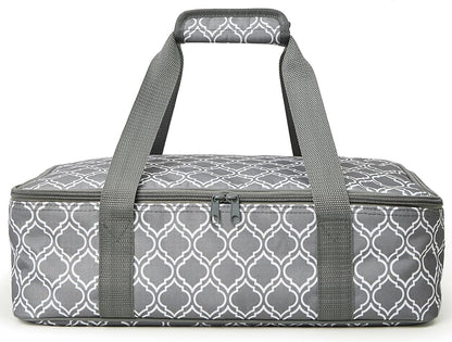 Skiennix Insulated Casserole Carrier Bag - Portable Food Transport Tote for 9x13" Dishes | Silver Gray