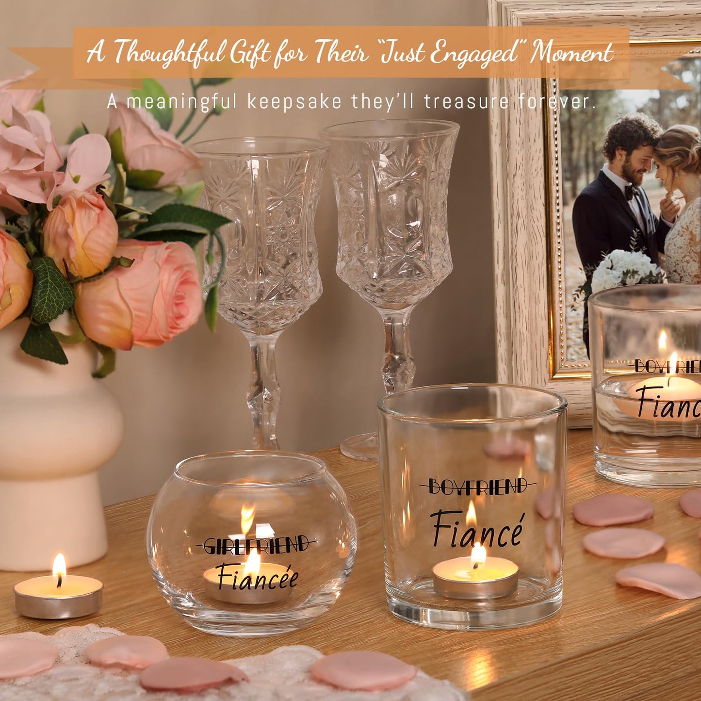 HAVITI 12PCS Votive Candle Holders Engagement Gifts for Couples, Glass Tealight Candle Holder, Floating Candle Holders for Engagement Centerpieces Dinner Party Table Decor