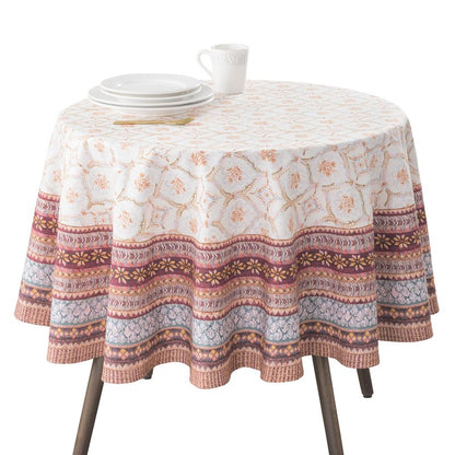 Maison d' Hermine Table Cloth Round Table 100% Cotton 69 Inches Fall Tablecloth Reusable Everyday Use for Thanksgiving Christmas Decorations Dining Farmhouse Party (Fair Isle)