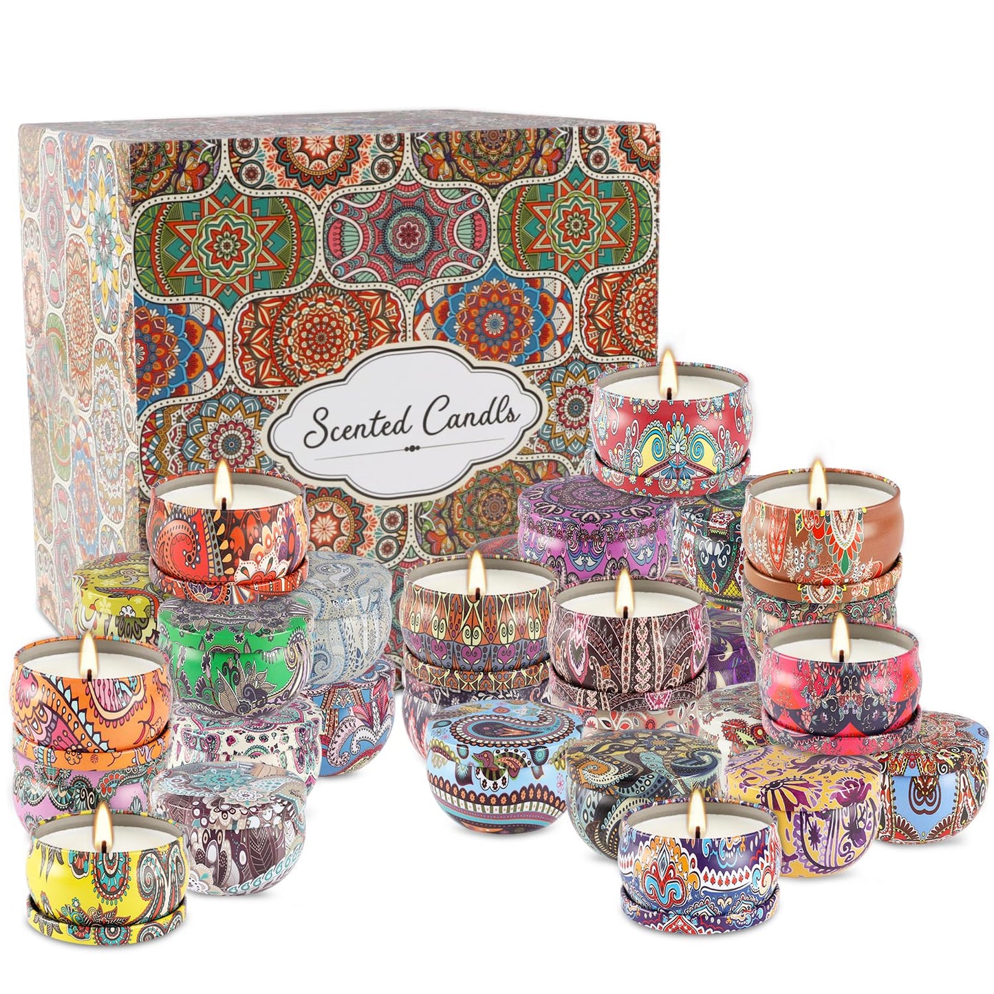 CLTNIKET Scented Candle Gifts Set 36 Pack Soy Wax Travel Tin Jar Candles for Home 2.5 OZ Scented Candles for Mom for Christmas, Birthday, Thanksgiving, Mother's Day.