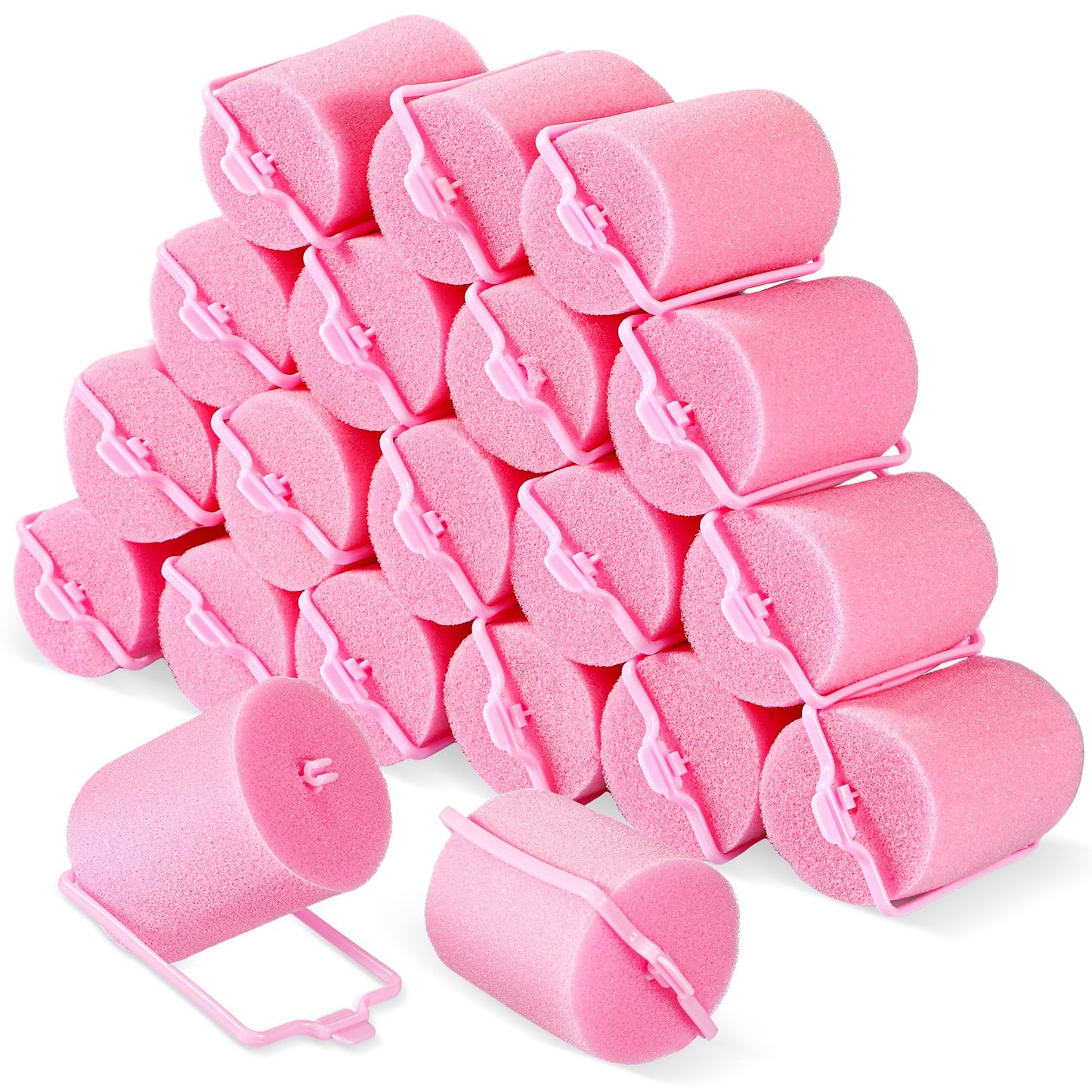 Geyoga 18 Pieces Sponge Hair Rollers Large Soft Foam Hair Styling Curlers Large Size Hairdressing Curlers for Women(Pink,1.6 x 2.8 Inches)