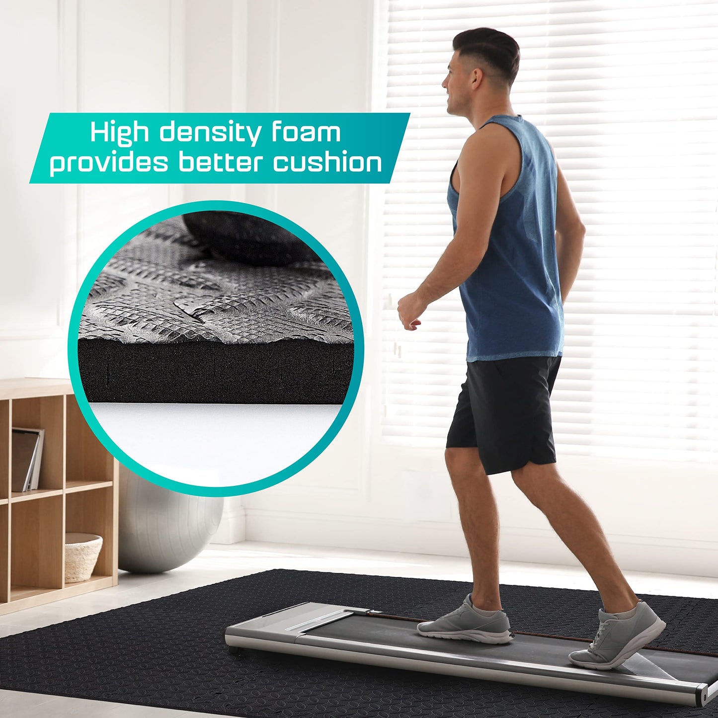 Yes4All Interlocking Foam Mats for Gym Exercise Equipment – (30cx30cm Each Tile - Pack of 12 Tiles for 1 Square Meter) Eva Interlocking Floor Tiles