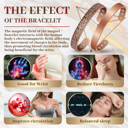 Auramag Magnetic Bangle for Women, Copper Cuff Bangle with 3500 Gauss Magnets, 100% Pure Copper Jewelry Gift Adjustable (2 PCS)