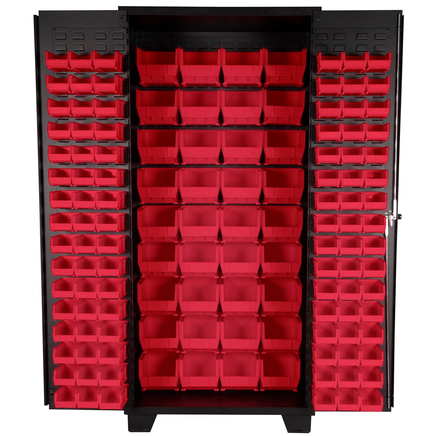 Jamco Tool Storage Cabinets with Bin Mounts, Model DZ, Includes 132 Bins, 36-Inch W x 24-Inch D x 78-Inch H, Red Bins